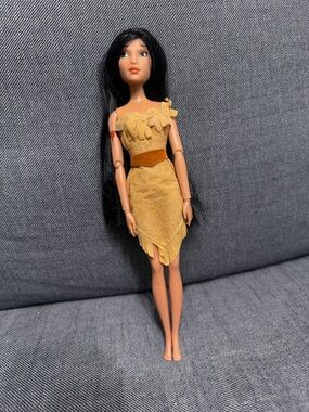 Disney Pocahontas Doll in Mustard Yellow Fringe Dress